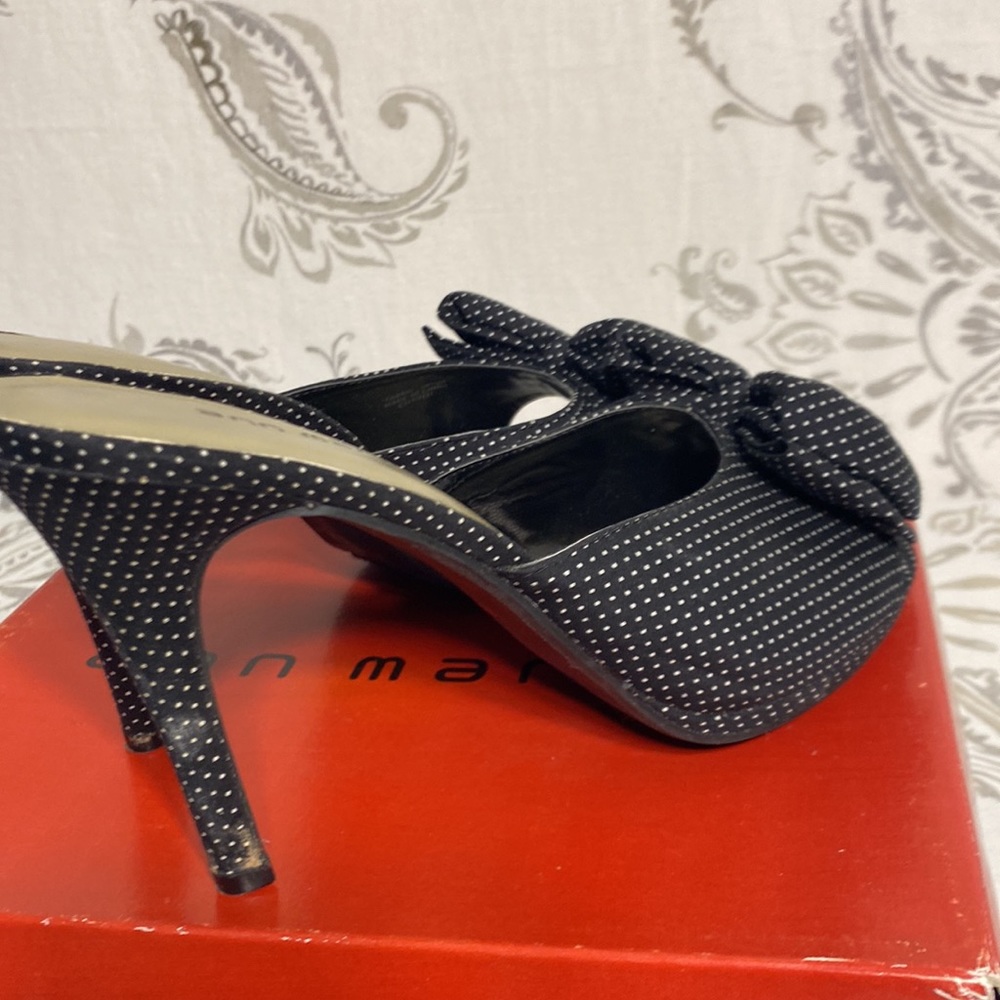Anna Marino backless Black and white polkadot heels size 8 1/2 - Picture 6 of 14